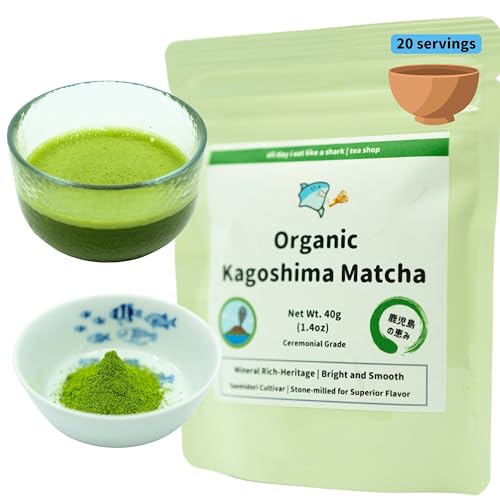 Saemidori Organic Ceremonial Matcha, from Kagoshima, Japan, JAS Certified, Authentic Japanese Origin, 100% Pure Premium matcha powder (Kagoshima Saemidori Matcha 40g bag)