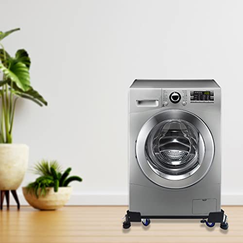 Image of Smart Shelter Washing Machine Trolley for Fully and Semi Automatic, Front or Top Load, Fridge and Dishwasher Stand, Adjustable Metal and Wheels, Capacity 170Kg, Black (Min:16.5 inchx19.5 inch,Max: 25 inchx32 inch)