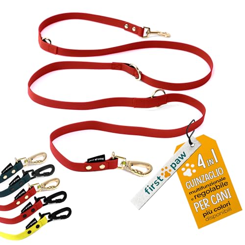 FirstPaw Impermeabile Guinzaglio per Cani di taglia Piccola Media e Grande, 2 Metri Guinzaglio da Addestramento per Cani, Comodo e Regolabile - Rosso Dorato