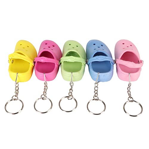 Porte-clés de chaussures bleu clair et rose : mini pantoufles EVA - 7