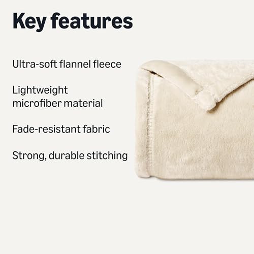 Image of VOMZER Premium Plush Double Blanket | 300 GSM Lightweight Cozy Soft for Bed Sofa Couch Travel Camping| 254X229 Cm /90x100 Inches Buff Beige