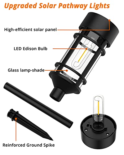 Doeslag Solar Pathway Lights, 8 Pack Solar Lights Outdoor Waterproof, Glass Solar Landscape Lights Outdoor Garden Lights For Yard Walkway Driveway, Auto On/Off, Easy-To-Install #TOP5