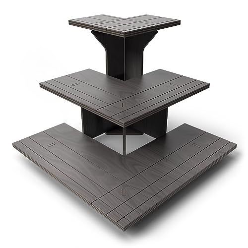 Corner Black Wooden Tiered Display Stand for Vendor Events, Display shelves for craft shows, Farmers Market, Tradeshows, Card and Sticker Stand, Portable Table top Display Shelves, Candle display