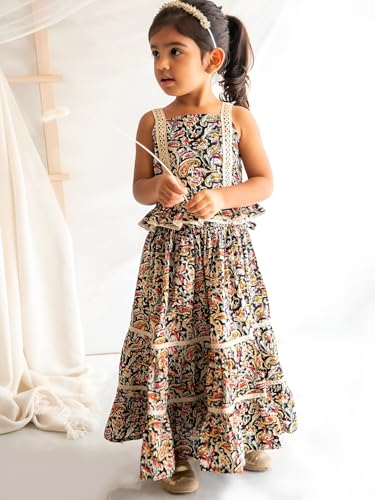 Image of Ethnic kurta for girls | Kids Salwar Suit Set | Girl's Printed top Sharara Dress Set for kids girls