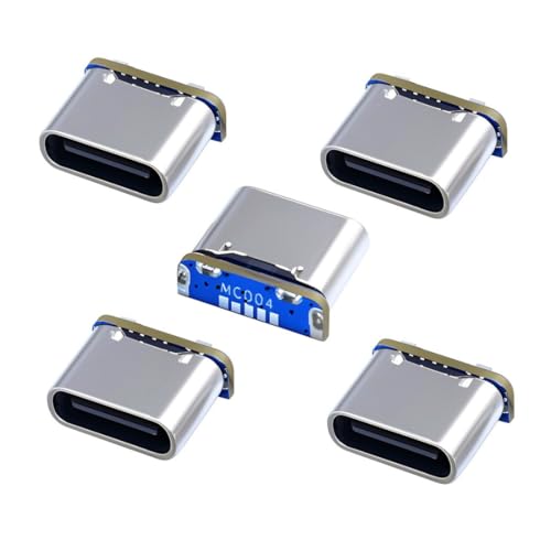 chenyang 5 Pack USB C DIY Anschluss, Mini USB 5 polig auf USB C Buchse Reparatur Ersatz Lötadapter Standard Pinbelegung