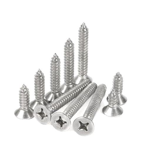 Image of Rely⇒VP INDUSTRIES (Pcs-50) No.6x25 mm CSK Phillips Head Self-Tapping Screw - Stainless Steel, Star Slot, Philips Drive for Wood, Plywood & Plasterboards
