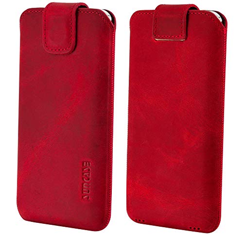 Étui en cuir véritable pour iPhone 15 Pro Suncase Slim rouge - 3