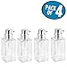 mDesign Modern Square Glass Refillable Foaming Hand Soap Dispenser Pump Bottle for Bathroom Vanities or Kitchen Sink, Countertops - 4 Pack - Clear/Chrome