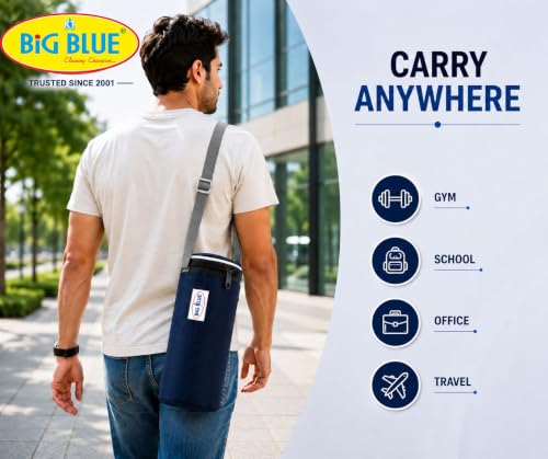 Image of Big Blue Water Bottle Cover, Insulated,Navy Blue, for 1L