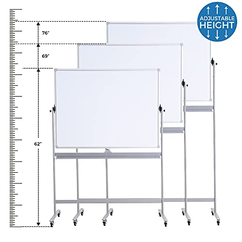 72" x 48" Double-Sided Mobile Whiteboard with Stand | Extra Large Rolling Magnetic Dry Erase Board | Reversible Whiteboard for Office, Classroom & Home | Heavy-Duty Presentation Easel - Image 3