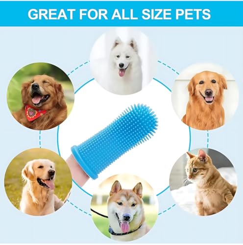 Image of Gomoly Pet Toothbrush, 360 Dog Tooth Cleaning Set, Cat Finger Cover Toot-hbrush for Cleaning Tongue Coating and Tooth Care, Pet Silicone Finger Cover Toothbrush Set of 2 with case (Clear, Large)