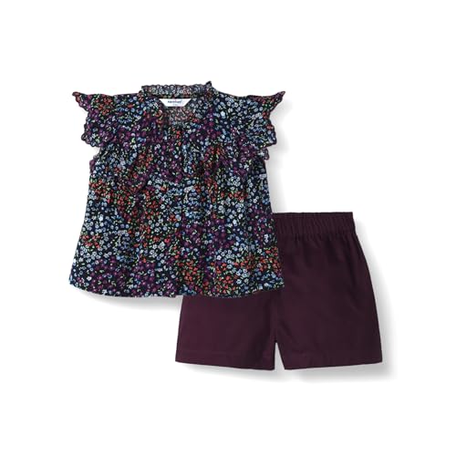 Image of Nautinati Baby Girls Printed Flutter Sleeve Top with Shorts Clothing Set | Age 0-3 Years