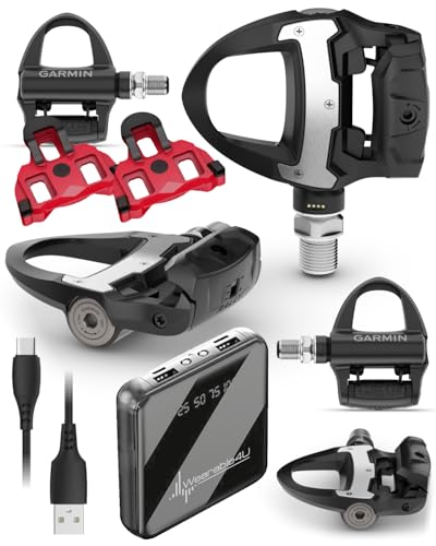 Garmin Rally RS210 Dual-Sensing Power Meter Pedals for Road Shimano SPD-SL Cleat Compatible Rechargeable 90h Ride Time Cycling Dynamics Metrics w/ Wearable4U PowerBank Bundle