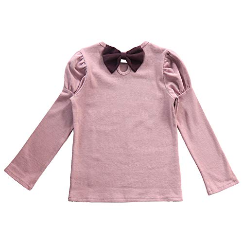 [Bee] ビー 長袖トップス ガールズ 女の子 キッズ Tシャツ リボン パフスリーブ 120cm ローズピンク