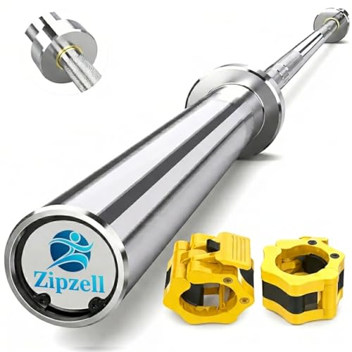 Image of Sports Olympic Barbell Rod, 3 Feet Chrome Finish, 28mm Internal and 50mm Outer Diameter, with PVC Collars for Weightlifting, Powerlifting, Home Gym