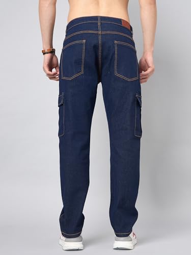 Image of STUDIO NEXX Men's Loose Fit Cargo Jeans| Stretchable | Cargo Denims | Utility Pockets