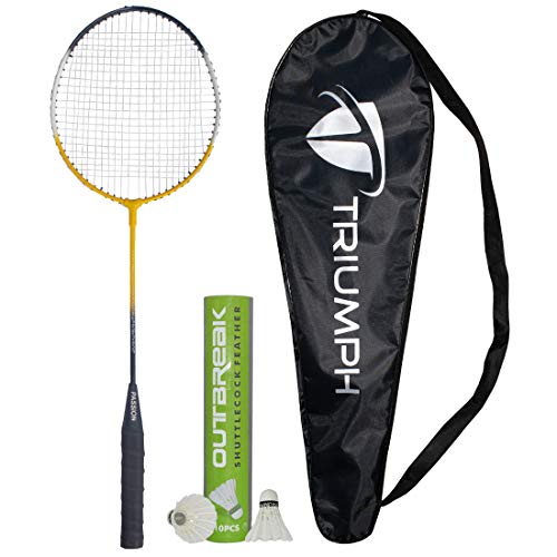Image of TRIUMPH Badminton Racket, Badminton Shuttle Cock, Badminton Racquet Triumph Passion 1 Pc with 10 Pc Triumph Outbreak Feather Shuttlecock & Full Racket Cover