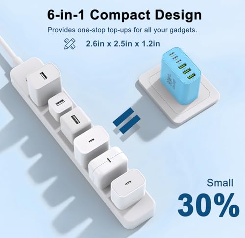 Image of 90W GaN USB C Charger Block [3 Pack],6-Port USB C Wall Charger Fast Charging 45W PD Power Adapter for MacBook Air /iPad Pro /iPhone 17Pro Max /Samsung Galaxy S24 Ultra /Tabs for Home Travel