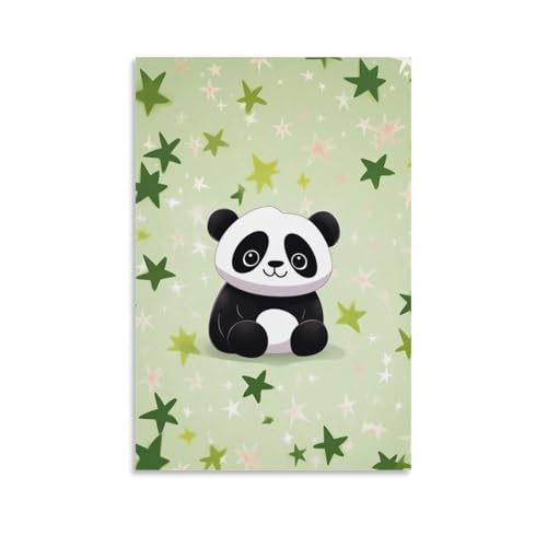 Impression de qualité pour cette toile murale panda étoile chic de 60 x 90 cm