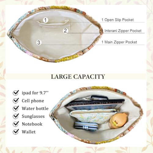 Image of Sunwel Fashion Top Zipper Floral Quilted Bag Small Tote Bag for Women