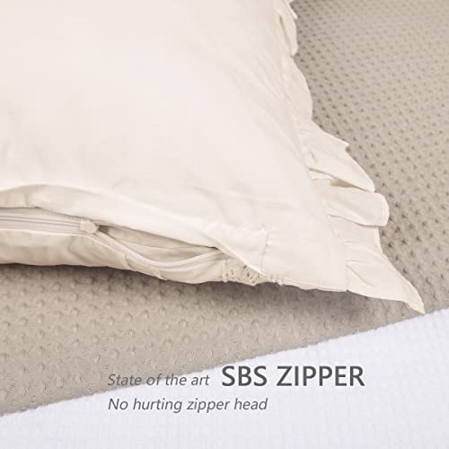 Jng Kraftlab King Size Pillow Shams Set Of 2 20X36 In Cream Zipper Closure With Boho Ruffle & Lace & Pleats For Shabby Chic Bohemian Farmhouse 100% Cotton By Jng Kraftlab thumb #5