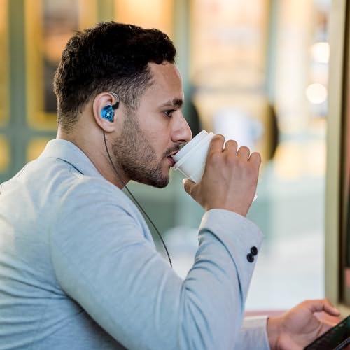 Image of CCZ Melody Wired Gaming Earbuds, 1DD 1BA Drivers Wired Earphones, in ear Monitor with Clear Sound, 3.5mm Plug in Headphone with Comfortable Ear fins iems for Gaming PC Laptop Computer(Blue, with mic)