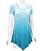 Lock and Love LL WT1051 Womens V Neck Short Sleeve Ombre Tunic Top XXL Aqua