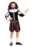 Boys William Shakespeare Halloween Costume | Kids Classic Romeo Outfit with Shirt, Pants, Collar & Accessories Medium