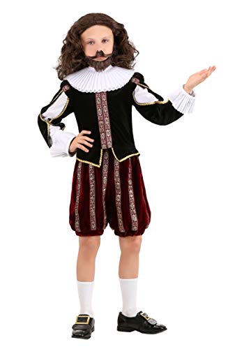 Boys William Shakespeare Halloween Costume | Kids Classic Romeo Outfit with Shirt, Pants, Collar & Accessories Small