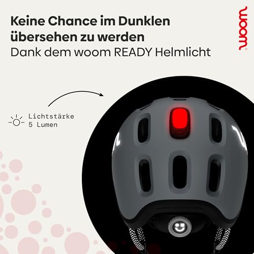 woom Bereit Helmlicht, Wiederaufladbares LED-Rücklicht Zubehör für Fertigen Kinderhelm, Hochsichtbares Fahrradsicherheitslicht mit 3 Modi & Auto-Abschaltung für Jungen & Mädchen