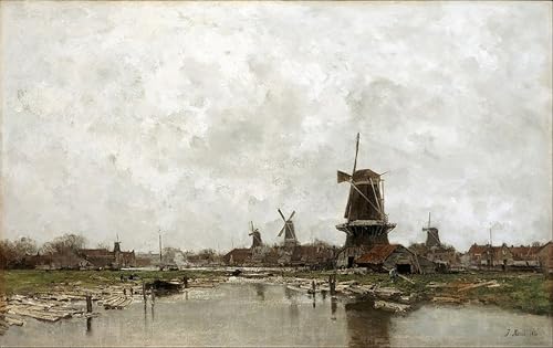 Cuadros de lienzo para decoración del hogar, póster de I Cinque Mulini a Vento 60x90cm Jacob Maris