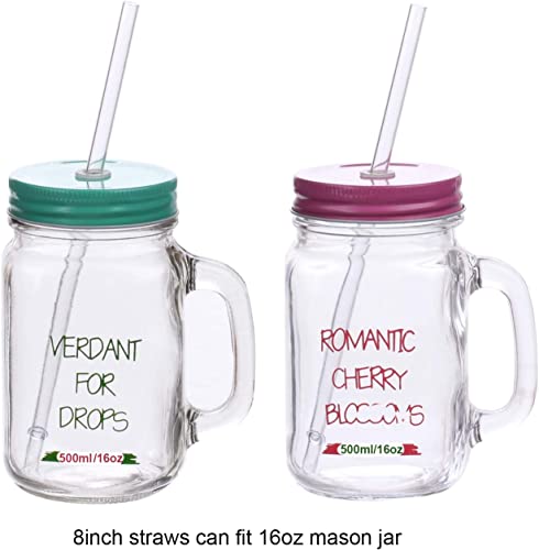 DAKOUFISH 8 Inch Reusable Plastic Replacement Drinking Straws for 12 oz & 16 oz Mason Jar Tumblers,Set of 12 Pcs Straws with Cleaning Brush (8inch, 7color) by Dakoufish - Image 3