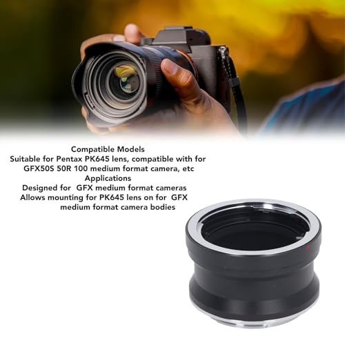 Lens Mount Adapter,Auto Focus Lens Converter Ring,Lens Adapter for Pentax PK645 to for Fujifilm GFX50S 50R 100 Medium Format Camera