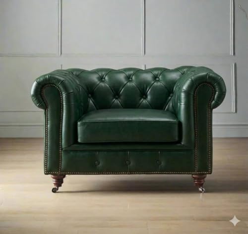 Image of Modern Classic Design Leatherette Luxury Chester Sofa Set with Button Tufted,3+2+1=6 Seater Sofa for Living Room Home, Hotle, Office and Lobby, Living Room Set (Green, 3+1+1=5 Seater Sofa)