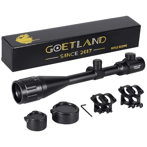 Goetland Scope 6-24x50 AOEG Red Green Illuminated Rangefinder SFP Ring Mounts for Airsoft Hunting Black Cover