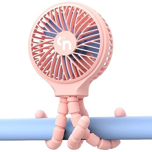 WiHoo Portable Stroller Fan, 11H Ultra-long Battery Life 3 Speed 360°Rotate, USB Rechargeable or Battery Operated Cooling Clip On Personal Fan for Baby Crib Travel Car Seat Pink