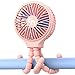 WiHoo Mini Stroller Fan,Personal Portable Desk Handheld Baby Bed Fan with USB Rechargeable Battery Operated Cooling Folding Electric Table Fan for Office Room/Baby Room/Outdoor (Pink)