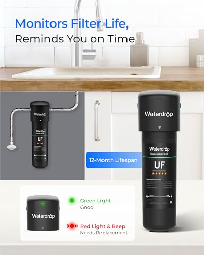 Waterdrop 10UA-UF Wasserfilter 0.01μm Ultra Untertisch-Filtration, Reduziert Blei, Chlor, Geschmack & Gerüche, 11000 Gallons, Direktanschluss An Küchenhahn
