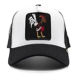 GOLD STAR HAT - Rooster Trucker hat Cap Unisex Black/White(Black/White)