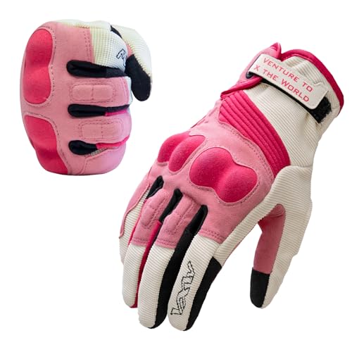 VXW Motorcycle Gloves for Women - with Palm Sliders & Full Finger Touchscreen Design, High-Speed Sports Gear for MTB/ATV/BMX/Motocross/Racing/Dirt Bike Gear(Small, Red)