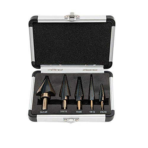 Tonsiki 5Pcs 50 Size Large Cobalt HSS Step Titanium Cone Drill Hole Cutter