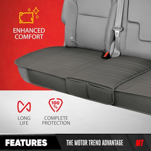 Image of Motor Trend Car Seat Covers for Front & Rear Full Set - Nappa Leather Seat Protectors for Cars, Trucks & SUVs - Gray Automotive Seat Covers with Storage Pockets - Durable Bottom Cushion Protection