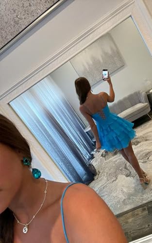 Teens Short Spaghetti Straps Homecoming Dresses 2025 Pleated Tiered Ruffle Chiffon Cocktail Party Dresses HO0752