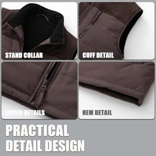 Image of Msmsse Men's Outerwear Vests Winter Quilted Padded Vest Gilet Stand Collar Warm Puffer Vest