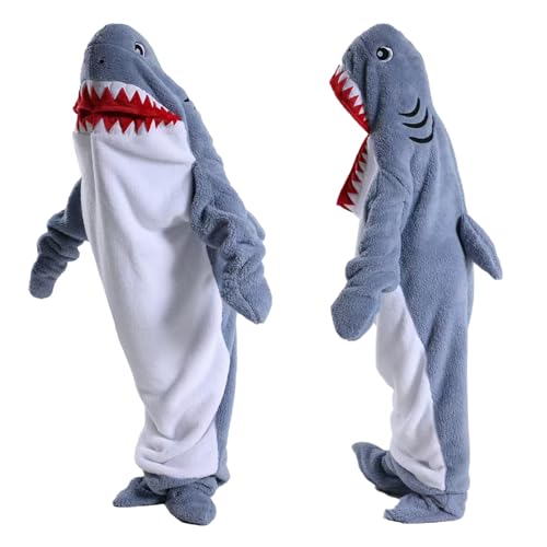 HULG Shark Blanket,Manta De Dormir De Tiburón,Manta De Tiburón Usable,Manta De Una Pieza De Tiburón, Amantes De Los Tiburones (Gray Blue,M)