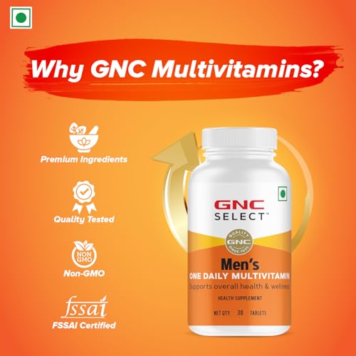 GNC Men's One Daily Multivitamin | Improves Muscle Performance | Enhances Immunity | With Vitamin A, C, E, and D3-30 Tablets (Pack of 2)