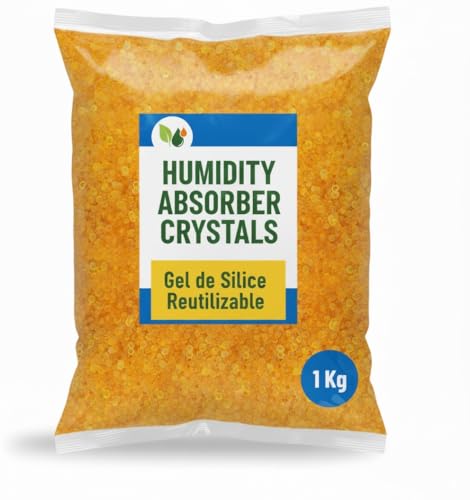 Gel de Sílice Naranja 1KG | Bolas Desecantes Antihumedad con Indicador | Absorbedor de Humedad Reutilizable y No Tóxico | Deshumidificador Natural Recargable