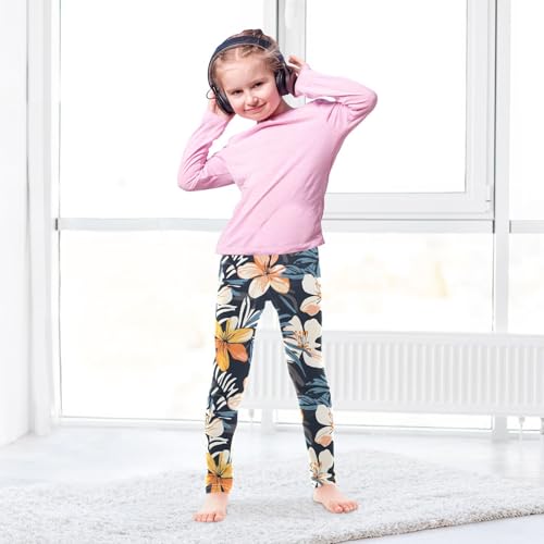 Flower Blossom Pattern Girls Leggings Soft Stretch Workout Yoga Dance Pants for Kids Casual Tights4