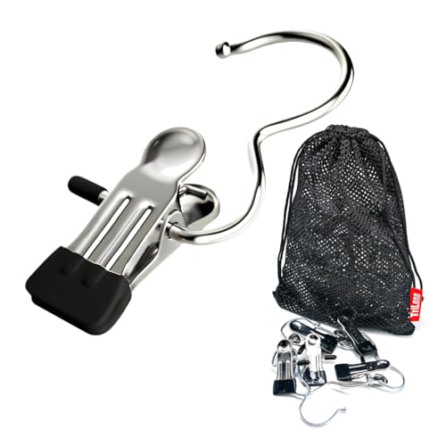 Clothes Pins Towel Hanger Hooks,Closet Organizer Clothe Clips for Hanging,Portable Multifunctional Space Saving S Hooks Laundry Hanger Hook Hanging for Jeans,Hats,Boots,Towels (Black.15Pcs)