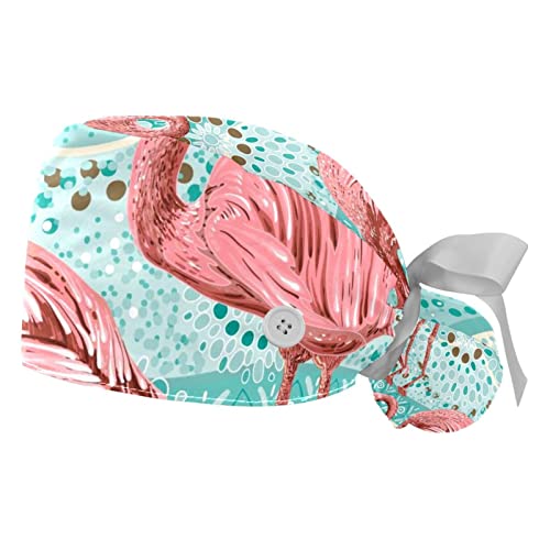 Casquettes de travail respirantes JDEZ avec motifs flamants et plantes